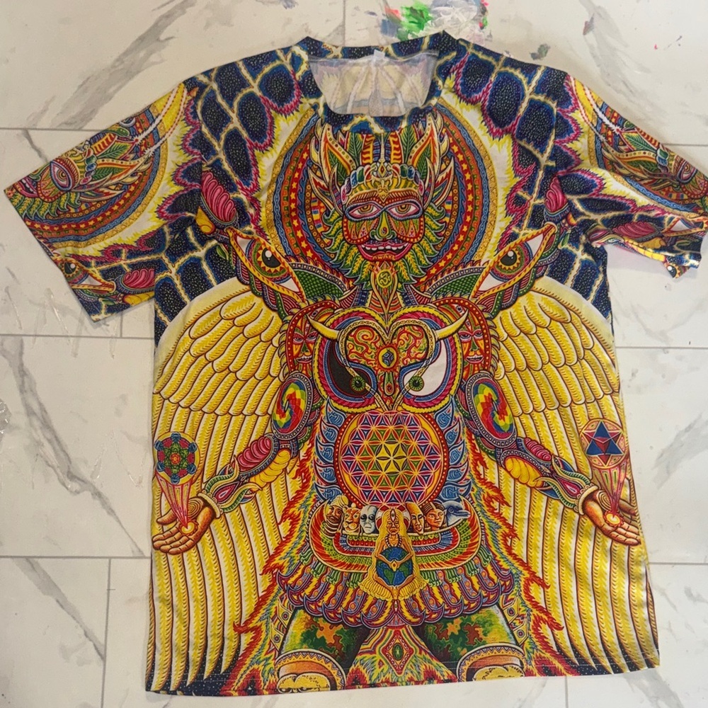 Psychedelic Visionary Art All Over Print Tee Shirt Fractal Style Festival Small